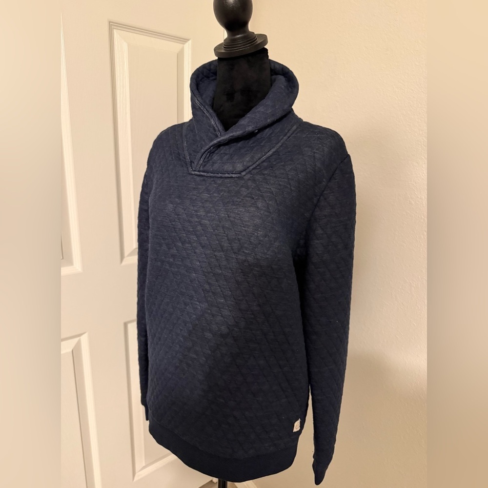 Marine Layer Navy Quilted Shawl Collar Pullover Hoodie